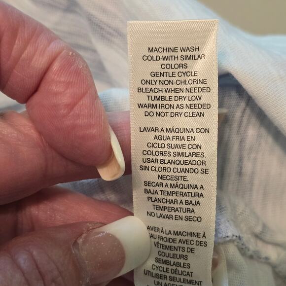 Chicos Top Womens Size Medium 1 Multicolor Stripe Short Sleeve Artsy Coastal - Picture 5 of 9